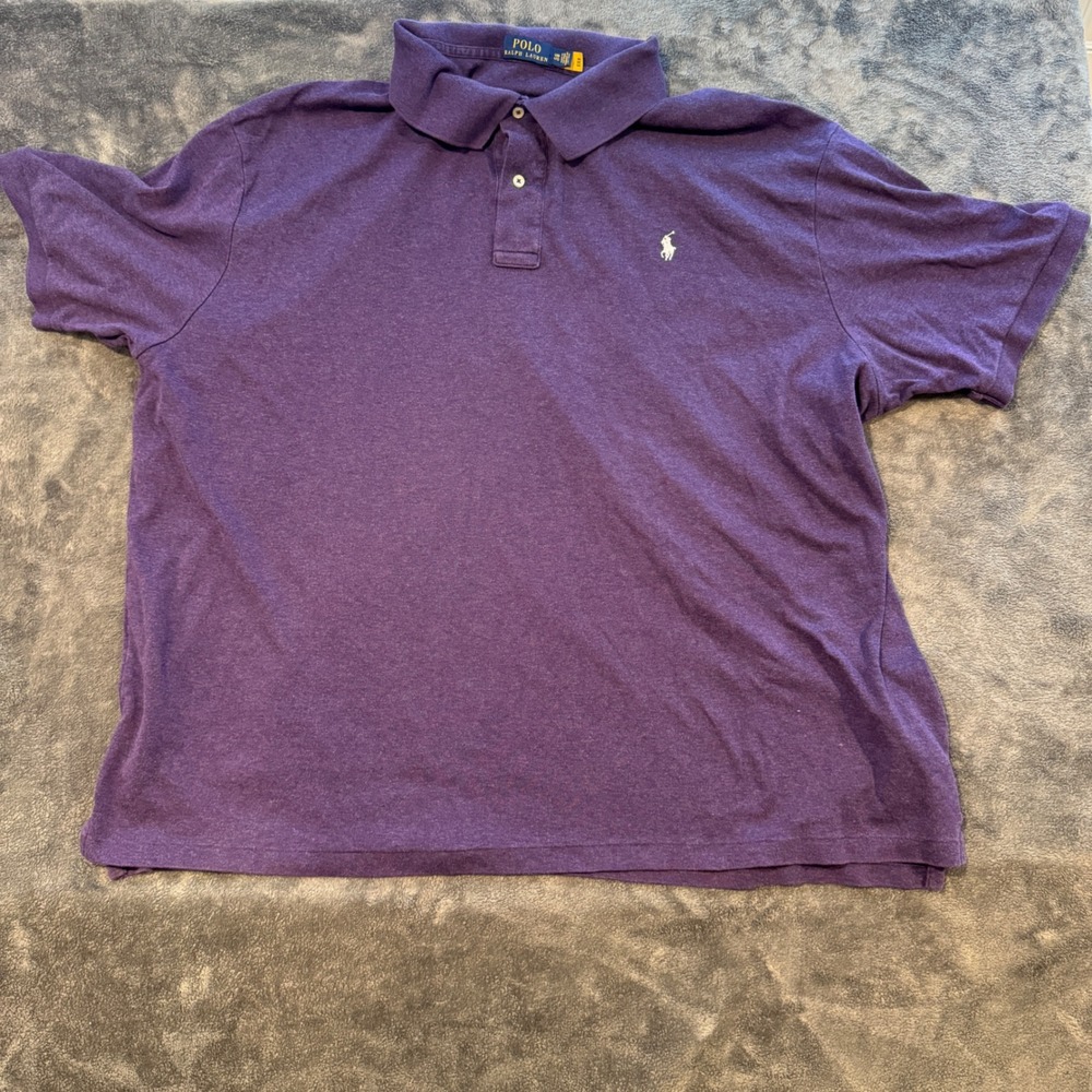 Polo Ralph Lauren Mens 4XB Purple Heather Short Sleeve Pony Logo Polo Shirt